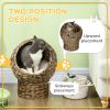 Handwoven Elevated Cat Bed with Soft Cushion & Cat Egg Chair Shape, Cat Basket Bed Kitty House with Stand, Raised Wicker Cat Bed for Indoor Cats