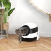 PawHut Cat Litter Box with Lid, Covered Litter Box w/High Sides, Two-Way Entrance Kitty Litter Box, Foldable, Easy Clean, White and Black