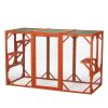 Wooden Cat House;  Outdoor Cat Cage with Water-proof Asphalt Planks and Cat Perches;  Orange
