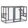 Spacious wooden cat cage with waterproof roof with adjustable pedals suitable - gray