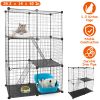 3 Tier Cat Playpen Cage Metal Indoor Cat House Detachable Kitten House with 3 Doors 2 Ladders Large Cat Exercise Place for 1-2 Cats Black