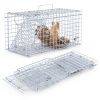 2Pcs 18x8x10In Humane Single Door Live Animal Trap Collapsible Galvanized Iron Animal Cage Catch And Release for Small Squirrel Raccoon Feral Cat Weas