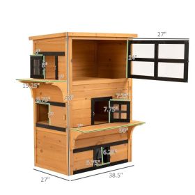 3-Tier Kitty Shelter With 5 Escape Doors, Weather Resistant, Yellow & Black