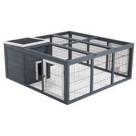 Rabbit Hutch, Waterproof Rabbit House for Small Animals, Gray