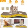 2Pcs Cat Scratcher Pads Scratcher Cardboard S-shaped Curve Cat Scratching Pad Durable Texture Design w/ Catnip