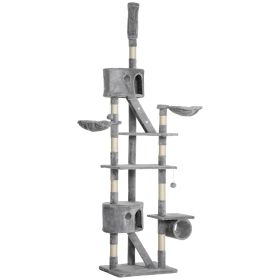Floor Standing Cat Tree 94.5-10.25 Inch Height Adjustable Cat Climbing Tower, Apartment Hammock