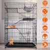 4 Tiers Cat Cage Rolling Metal Cat Playpen Enclosures Cat Kennel House Ferret Crate with 360ockable Wheels 3 Doors 3 Ladders Hammock