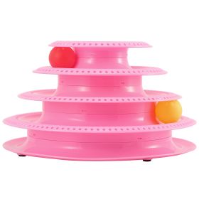 Cat Track Tower Toys 4-Layer Ball Track Interactive Cat Toys Electric Rotate Butterfly Birds (Option: CatToy4LayerPNK)