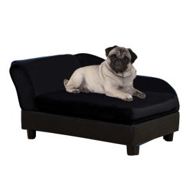 Luxury Dog Bed For Small Dogs, Hidden Storage, Soft Foam Couch, Modern Pet Furniture (Color: Black)