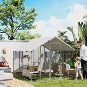 Catio Outdoor Cat Enclosure with Waterproof Cover (Option: Silver-1950x350x175 mm)