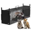 40in 2 Door Live Animal Cage Trap For Animals Under 18LBS Easy To Setup Humane Galvanized Iron Trap Cage For Raccoons Armadillos Foxes Opossums Muskra
