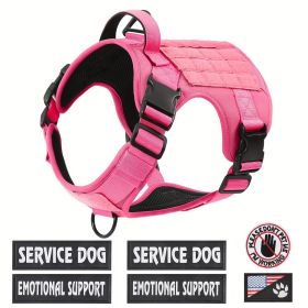 Tactical Pet Chest Service Dog Harness Vest Adjustable Reflective Dog Harness Metal Buckle Hiking Training (Option: Pink-S)