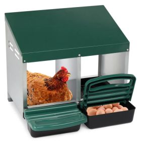 2 Compartment Roll Out Chicken Nesting Box With Plastic Basket, Egg Nest Box Chicken Laying Box Hens Chicken Coop Box, Green (Option: defaulttitle)