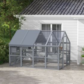 Catio Outdoor Cat Enclosure with Waterproof Cover (Option: Gray-1240x740x230 mm)
