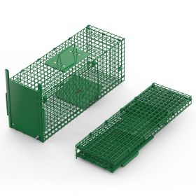 26in Single Door Live Animal Cage Trap For Animals Under 5LBS Easy To Setup Humane Galvanized Iron Trap Cage For Small Cats Rabbits Squirrels Moles Ch (Option: 66_28_33CM)