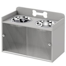 Elevated Dog Bowls with Storage, Raised Dog Bowl Stand with 2 Stainless Steel Bowl for Large Dogs (Color: Gray)