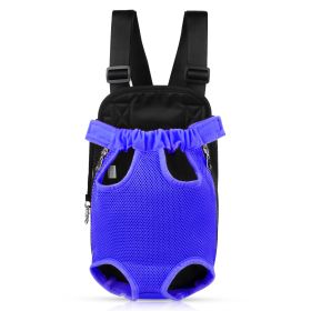 Dog Carrier Backpack Legs Out Front Pet Backpack Carrier Travel Bag Adjustable Shoulder Straps for Hiking Camping Shopping Biking (Option: PetCarryBagBlueM)