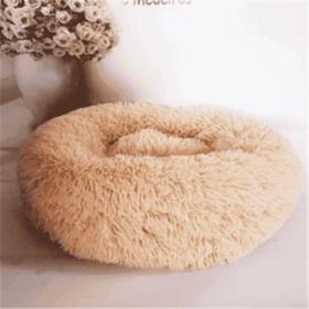 Round Long Hairy Autumn And Winter Nest Pad Cat Mattress (Option: Apricot-70cm)