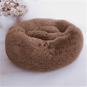 Round Long Hairy Autumn And Winter Nest Pad Cat Mattress (Option: Light coffee-80cm)