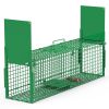 40in 2 Door Live Animal Cage Trap For Animals Under 18LBS Easy To Setup Humane Galvanized Iron Trap Cage For Raccoons Armadillos Foxes Opossums Muskra