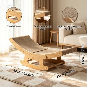 2-in-1 Cat Rocking Scratcher Chair Wooden Cat Bed Lounge Corrugated Cardboard Scratching Pad For Indoor Cats (Option: L)