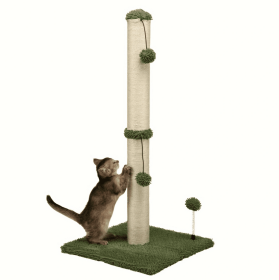 Extra Thick Indoor Cat Scratching Post With Hanging Ball Toy - Durable Fiberboard Claw-Friendly Surface For Cats, Sturdy & Safe Design For Play A (Option: Green)