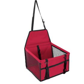 Dog Booster Car Seat Foldable Dog Booster Seat Pet Travel Carrier w/ Clip-on Safety Leash Zipper Storage Pocket for Small Medium Pets Up to 20Lbs (Option: PetTravelCarrierRedGPCT1788)