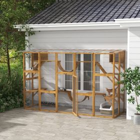 Catio Playground Cat Window Box Outside Enclosure for Multiple Cats w/ Shelves & Bridges (Option: Yellow-1070x520x255 mm)