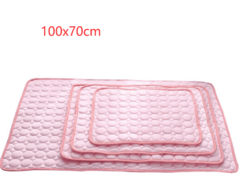 Pet Dog Cat Ice Silk Cold Nest Pad For Cooling In Summer (Option: Pink-102x70cm)