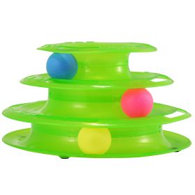 Cat Track Tower Toys 4-Layer Ball Track Interactive Cat Toys Electric Rotate Butterfly Birds (Option: CatToyRoundGrn)
