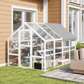Catio Outdoor Cat Enclosure with Waterproof Cover (Option: White-1240x740x230 mm)