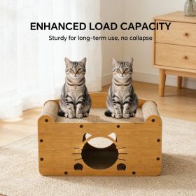 56cm Whisker Cat Shape Cat Scratcher Sofa, Wooden Cat Bed With Upper Scratcher & Lower Private Space, Cat Claw Care & Resting Toy (Option: Yellow)