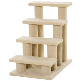 25" 4-Step Multi-Level Carpeted Cat Scratching Post Pet Stairs, Cream White (Option: Cream White-630x150x420 mm)