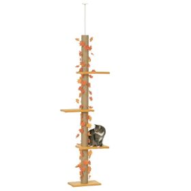 Floor to Ceiling Cat Tree with Adjustable Height 80"- 95 (Option: Orange-485x390x160 mm)