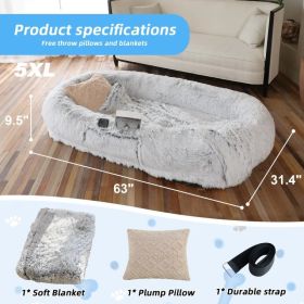 Human Dog Bed, Large Size Fits You And Pets, Washable Faux Fur Dog Bed For People Doze Off, Napping Orthopedic Dog Bed, Present Plump Pillow, Bla (Option: Gray-5XL63L314W95Th)