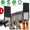 40in 2 Door Live Animal Cage Trap For Animals Under 18LBS Easy To Setup Humane Galvanized Iron Trap Cage For Raccoons Armadillos Foxes Opossums Muskra