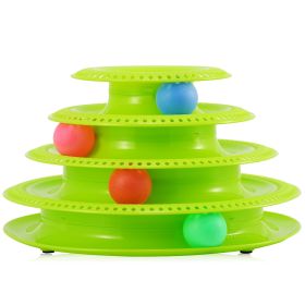 Cat Track Tower Toys 4-Layer Ball Track Interactive Cat Toys Electric Rotate Butterfly Birds (Option: CatToy4LayerGRN)