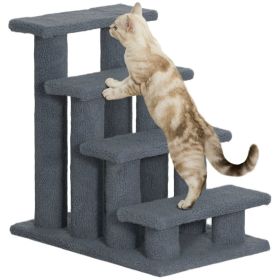 25" 4-Step Multi-Level Carpeted Cat Scratching Post Pet Stairs, Gray (Option: Grey-630x150x420 mm)