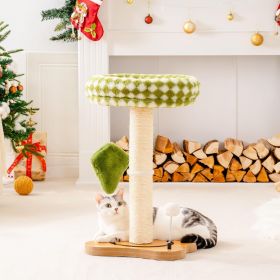 Mewoo Cat Scratching Post With Bed - Small Cat Tower With Sisal Scratcher, Removable Perch & Ball Track Toys For Indoor Cats (Color: Green)