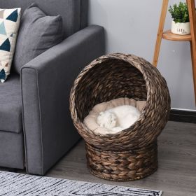 Handwoven Elevated Cat Bed with Soft Cushion & Egg Chair Shape (Option: Dark Gray-510x510x430 mm)