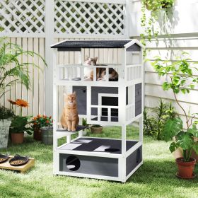 Outdoor Cat House (Option: Grey-1095x725x215 mm)