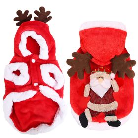 Pet Christmas Clothes Santa Claus Reindeer Antlers Costume Winter Outfit New Year Coat For Small Medium Dogs Cats Available in S/M/L/XL (Option: PetClothesRedLGPCT4498)