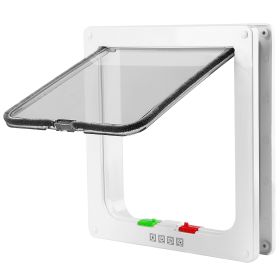 Cat Door Pet Gate 4 Way Locking Flap Door Quiet Interior Exterior Door For Cat Dog Easy To Install On Door Window w/ 4 Size For Optional (Option: PetGateFrameXL)