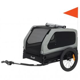 Dog Bike Trailer for Small & Medium Dogs, Universal Bicycle Coupler, Flip-Down Ramp Tailgate (Color: Gray)