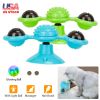 Windmill Cat Toy Turntable Interactive Teasing Pet Toy Wall Mount Turning Tickle Scratch Hair Brushát Toy with Catnip Light Ball