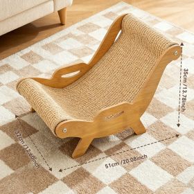 51.5-32-35cm Sisal Cat Scratcher Lounge Chair, Wooden Frame -Sisal Scratching Surface, 2-in-1 Scratching & Lounging (Option: Yellow)
