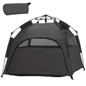 Pop Up Dog Tent for Extra Large and Large Dogs with Carry Bag, for Beach, Backyard, Home (Color: Dark Gray)
