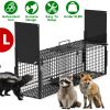40in 2 Door Live Animal Cage Trap For Animals Under 18LBS Easy To Setup Humane Galvanized Iron Trap Cage For Raccoons Armadillos Foxes Opossums Muskra