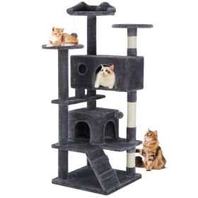 Large Cat Tree Tower, 80 Cat Tree  Large Cats, Multi Level With Scratching Post, Cozy Cat Jumping Platform Space, Grey (Option: 80)