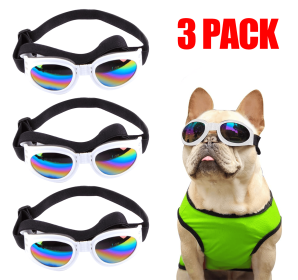 Pet Sunglasses Dog Cat Windproof Glasses Accessories Goggles Small Medium Dog Sun Visor Eye Wear Glasses UV Dust Fog Protection With Adjustable Strap (Option: 3PCS)